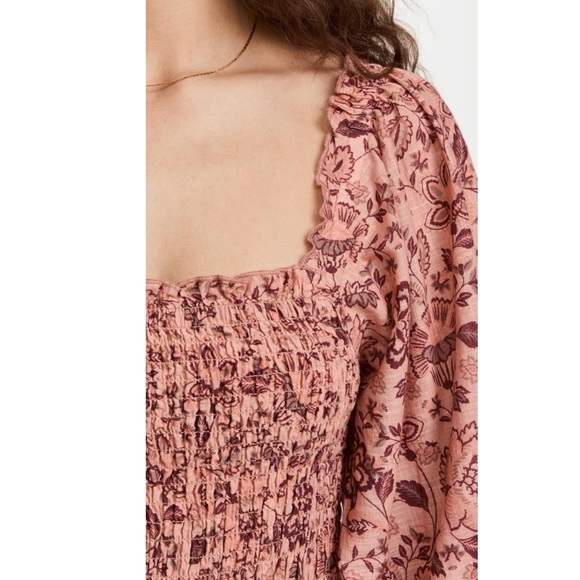 New FREE PEOPLE Smock It To Me Minidress in Apricot Combo Size M - Picture 6 of 16